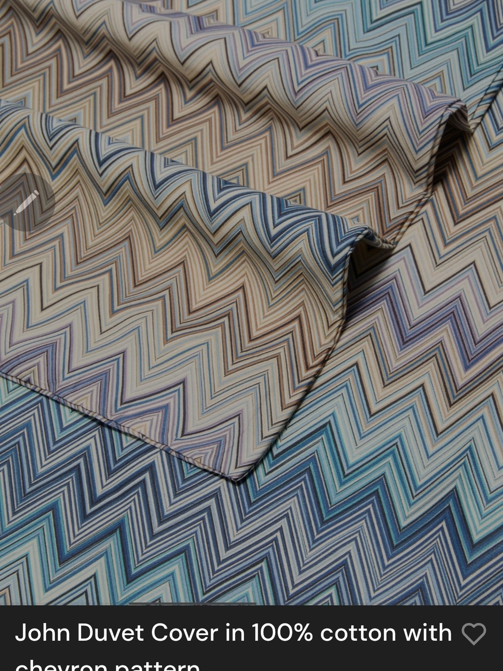 NWT Missoni Chevron John QUEEN Duvet  SET W/2 Shams. Made In ITALY. Never Opened
